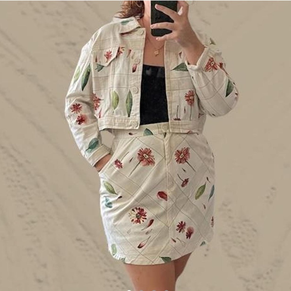 Vintage Tru Supply flower print jacket skirt set